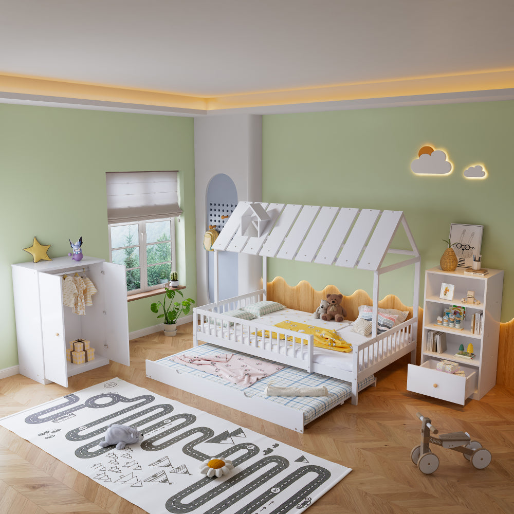 Bücherregal, Regal mit drei Einlegeböden und einer Schublade, geräuschlosen Gleitern, Schlafzimmer, Wohnzimmer, MDF, Weiß