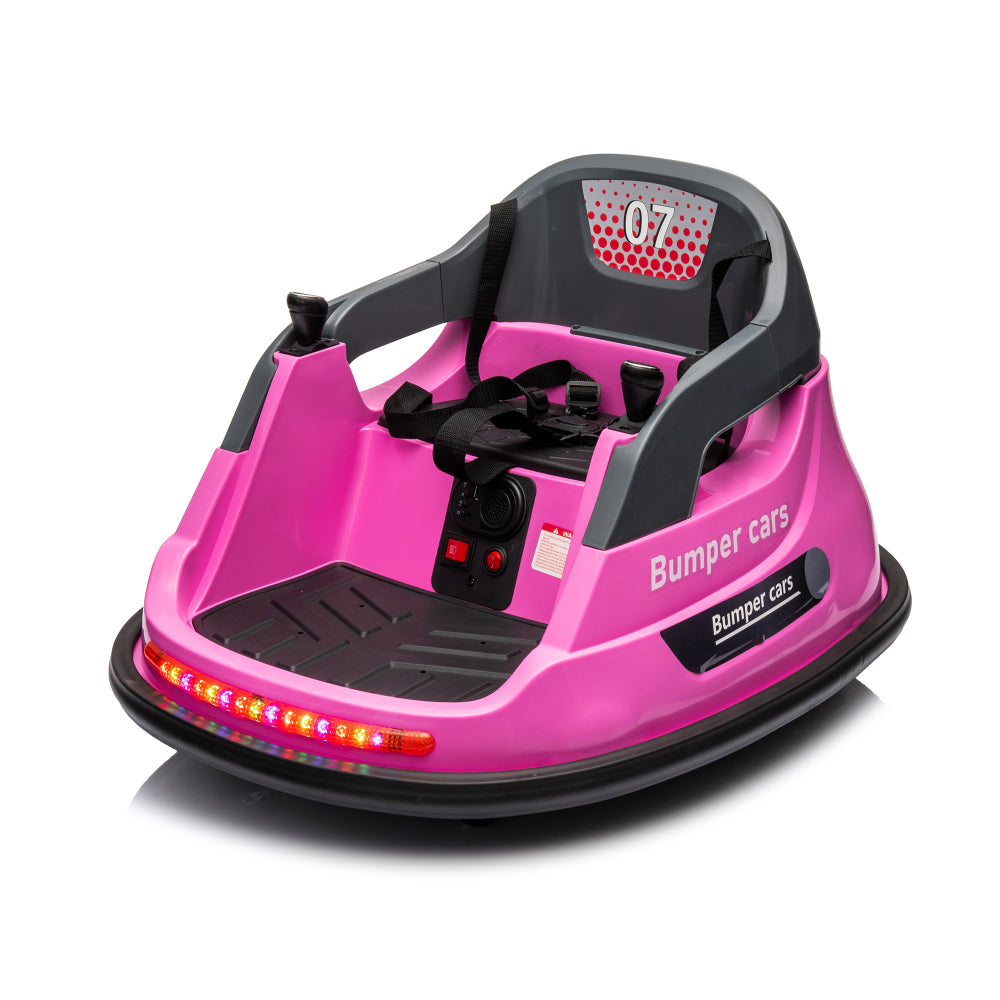 12V ride on bumper car for kids,1.5-5 Years Old,Baby Bumping Toy Gifts W/Remote Control, LED Lights,360 Degree Spin, Vehicle body with anti-collision padding,Five-point Safety Belt