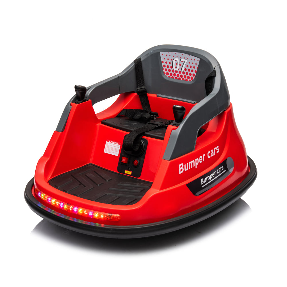 12V ride on bumper car for kids,1.5-5 Years Old,Baby Bumping Toy Gifts W/Remote Control, LED Lights,360 Degree Spin, Vehicle body with anti-collision padding,Five-point Safety Belt
