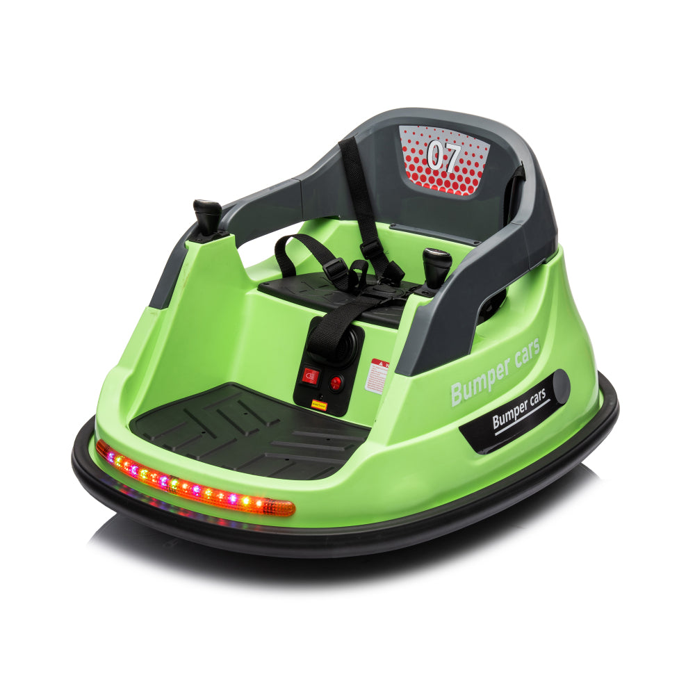 12V ride on bumper car for kids,1.5-5 Years Old,Baby Bumping Toy Gifts W/Remote Control, LED Lights,360 Degree Spin, Vehicle body with anti-collision padding,Five-point Safety Belt