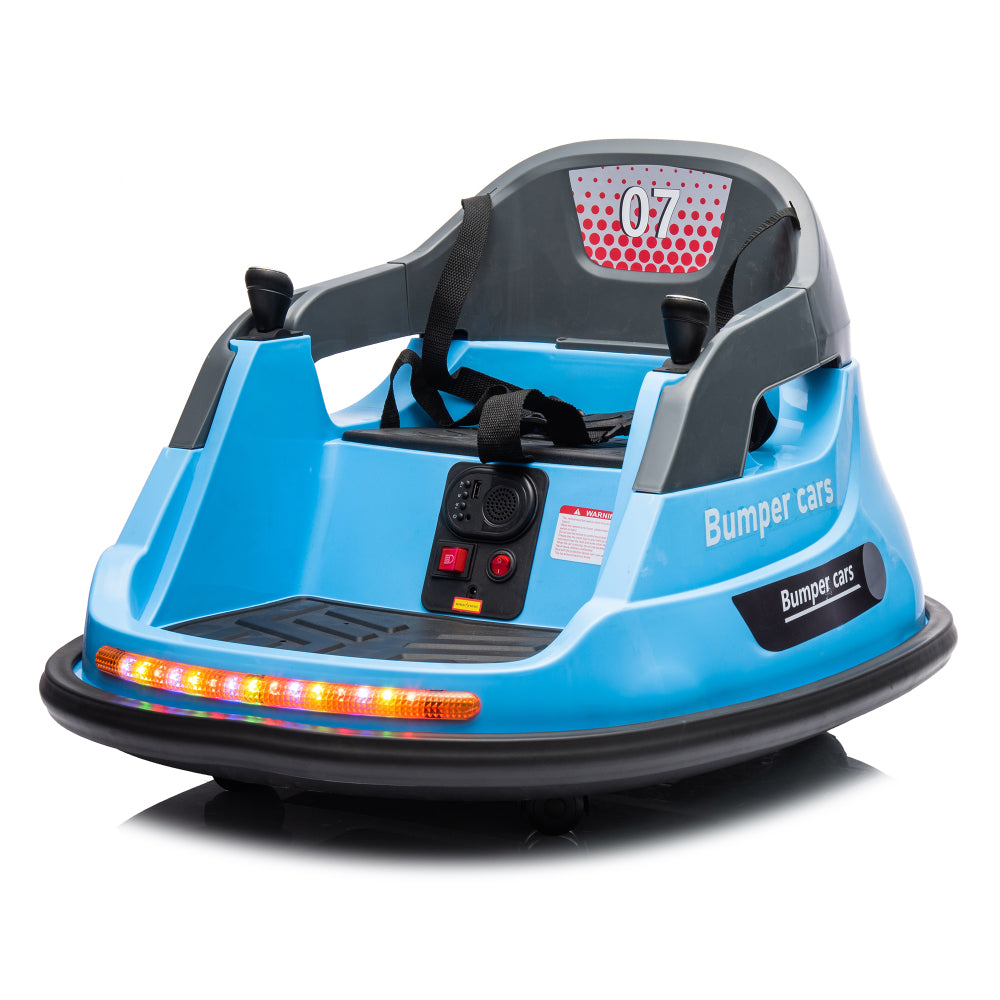 12V ride on bumper car for kids,1.5-5 Years Old,Baby Bumping Toy Gifts W/Remote Control, LED Lights,360 Degree Spin, Vehicle body with anti-collision padding,Five-point Safety Belt
