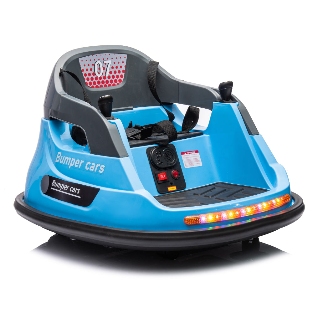 12V ride on bumper car for kids,1.5-5 Years Old,Baby Bumping Toy Gifts W/Remote Control, LED Lights,360 Degree Spin, Vehicle body with anti-collision padding,Five-point Safety Belt
