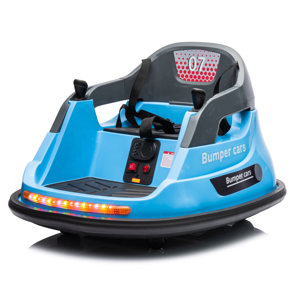 12V ride on bumper car for kids,1.5-5 Years Old,Baby Bumping Toy Gifts W/Remote Control, LED Lights,360 Degree Spin, Vehicle body with anti-collision padding,Five-point Safety Belt