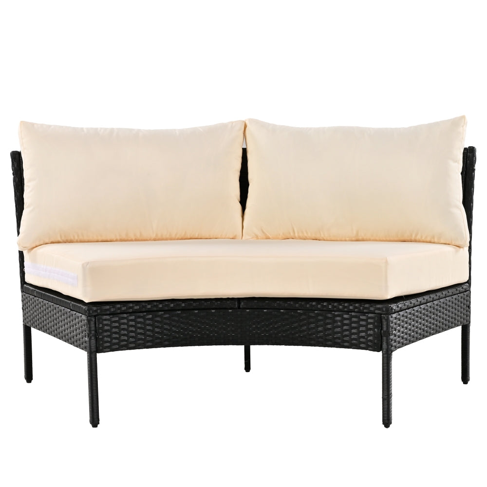 U_STYLE Patio Furniture Set, 3 Piece Curved Outdoor Conversation Set, All Weather Sectional Sofa with Cushions