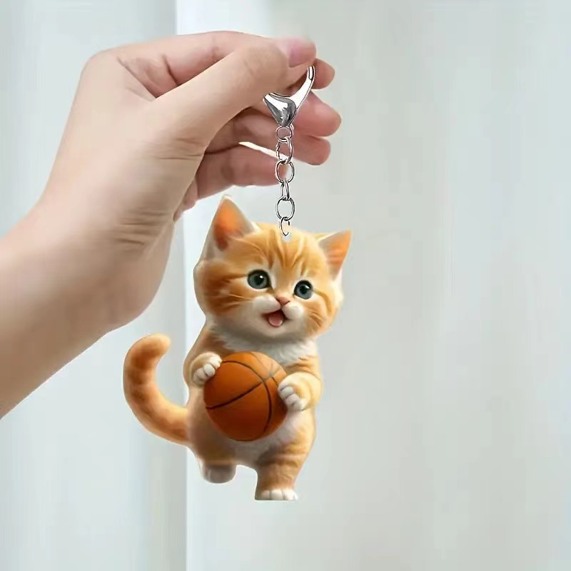 Basketball Kitten Christmas 2D Acrylic Car Pendant car ornament accessories