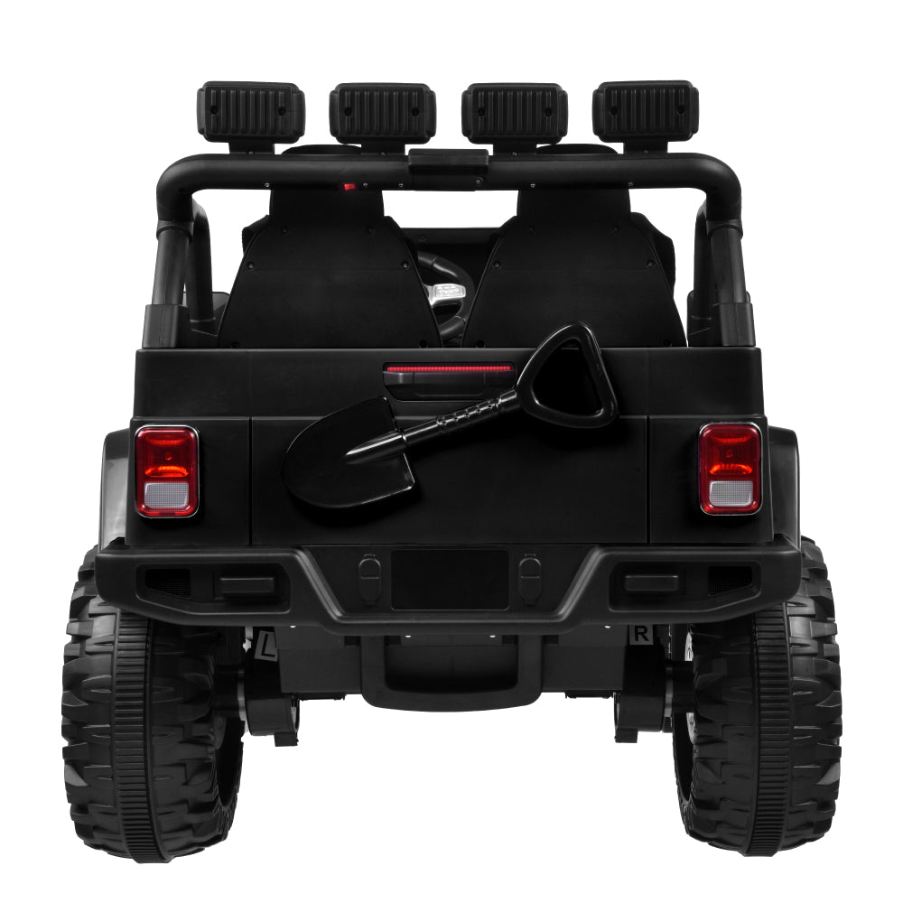 24V 4WD Kids Ride on car, 24V 2 Seater Kids Ride on Car Truck Battery Powered Motorized Easy-Drag 4WD, Soft Braking, w/parents control, Suspension, Black
