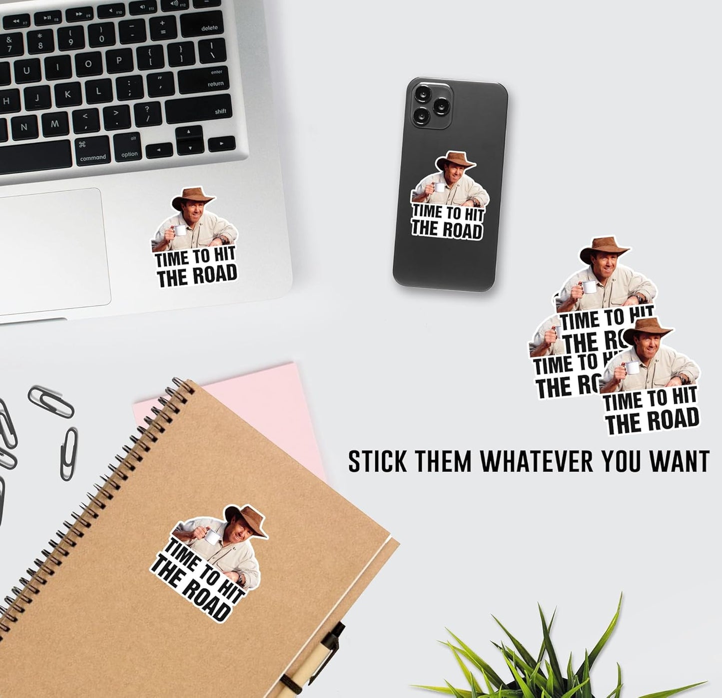 Time To Hit The Road Sticker Funny Meme Die Cut Vinyl Sticker for Tumbler, Helmet, Hardhat, Laptop, Phone Case,Water Bottle