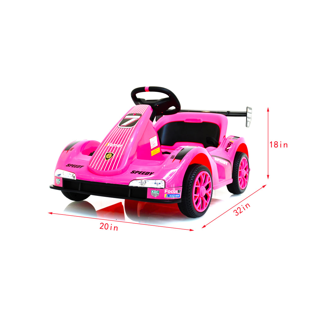Electric Go Kart, 12V Battery Powered Ride On Car w/Remote Control, Safety Belt, Slow Start, Music, 4 Wheel Electric Vehicle for Kids, Gift for Boys Girls