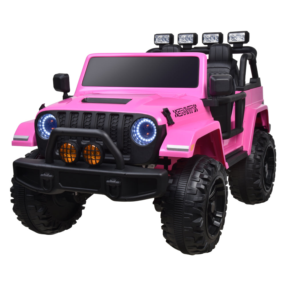 24V 4WD Kids Ride on car, 24V 2 Seater Kids Ride on Car Truck Battery Powered Motorized Easy-Drag 4WD, Soft Braking, w/parents control, Suspension, Black