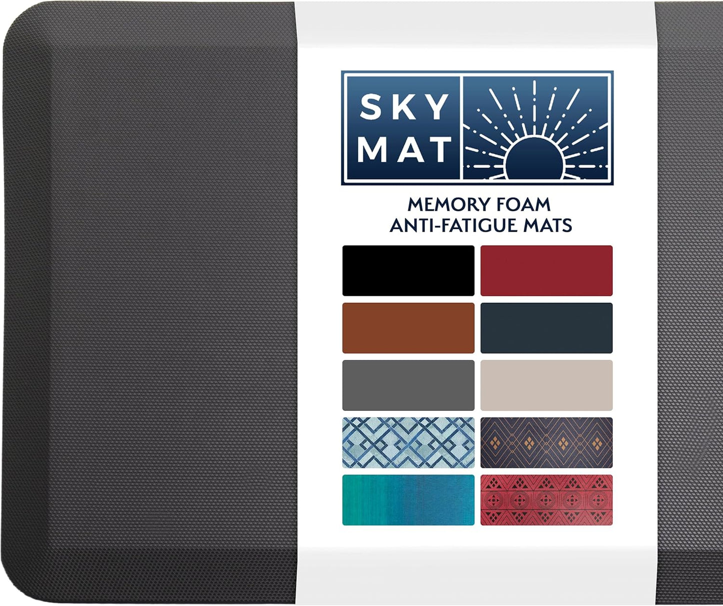 Sky Solutions Anti Fatigue Mat - 3/4" Cushioned Kitchen Rug and Standing Desk Mat & Garage - Non Slip, Waterproof and Stain Resistant (20" x 32", Black)