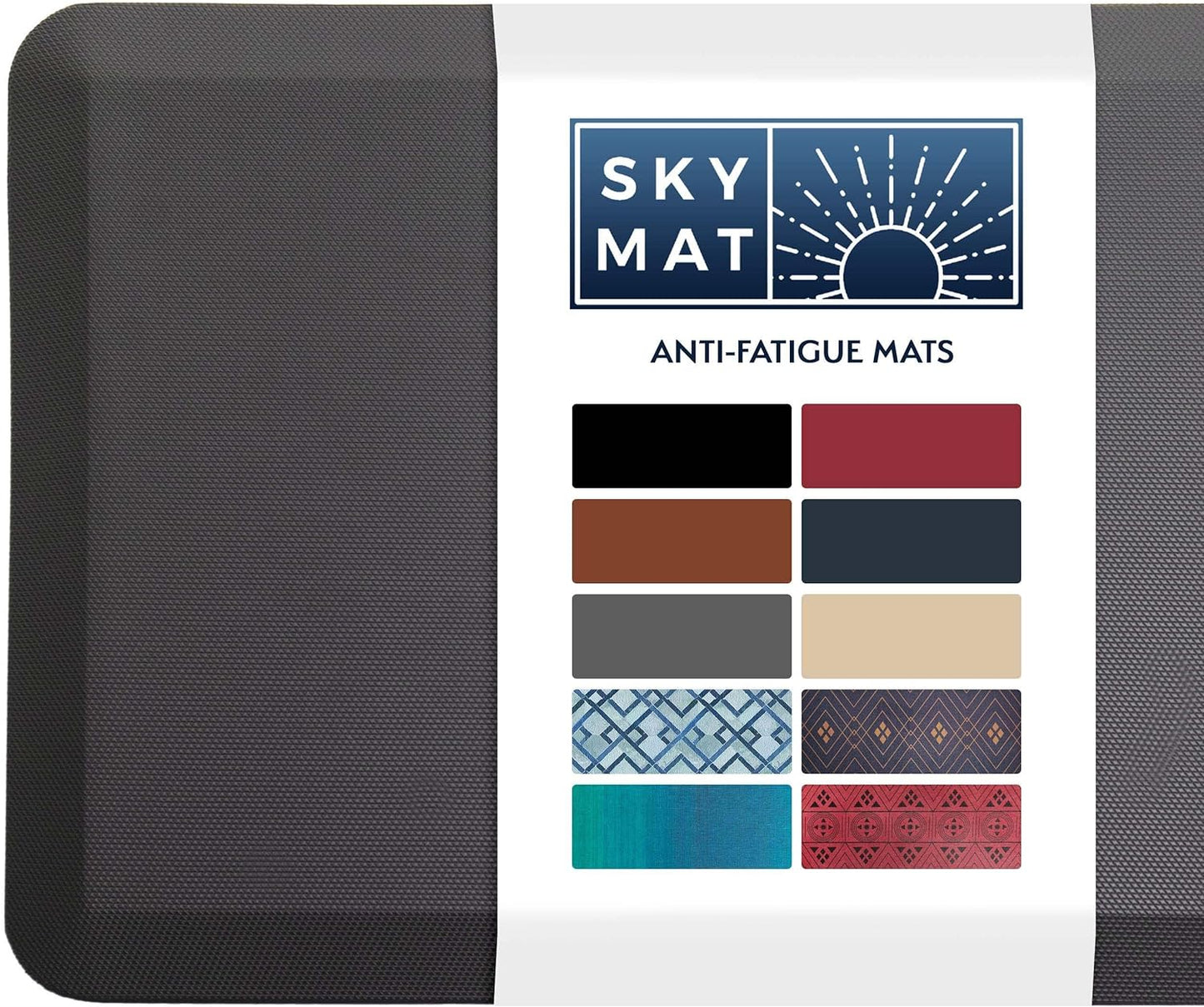 Sky Solutions Anti Fatigue Mat - 3/4" Cushioned Kitchen Rug and Standing Desk Mat & Garage - Non Slip, Waterproof and Stain Resistant (20" x 32", Black)