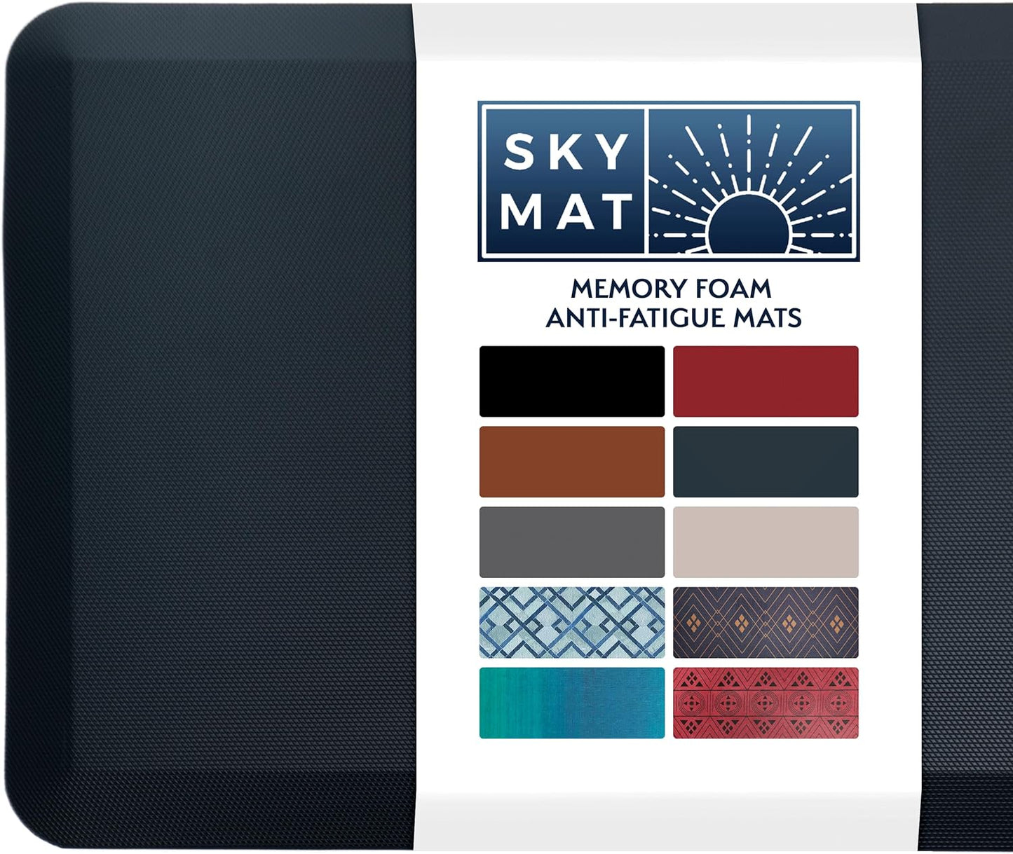 Sky Solutions Anti Fatigue Mat - 3/4" Cushioned Kitchen Rug and Standing Desk Mat & Garage - Non Slip, Waterproof and Stain Resistant (20" x 32", Black)