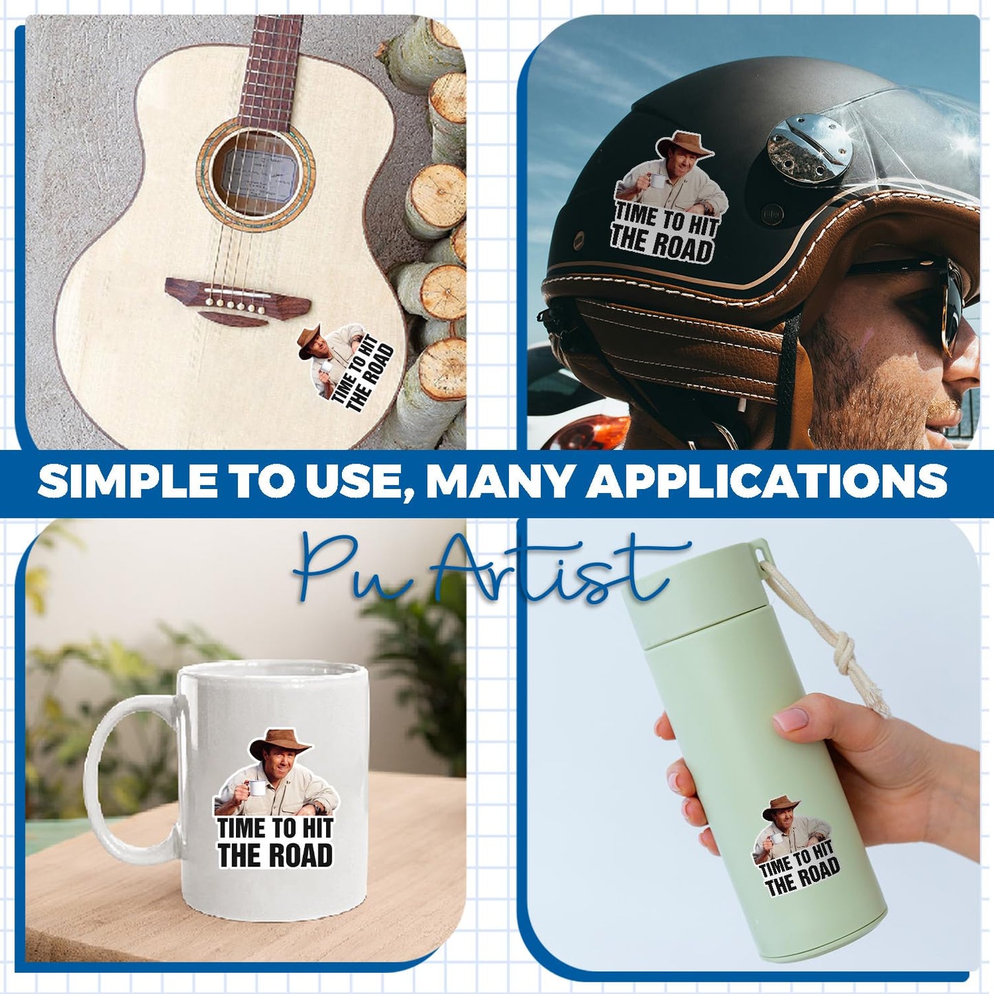 Time To Hit The Road Sticker Funny Meme Die Cut Vinyl Sticker for Tumbler, Helmet, Hardhat, Laptop, Phone Case,Water Bottle