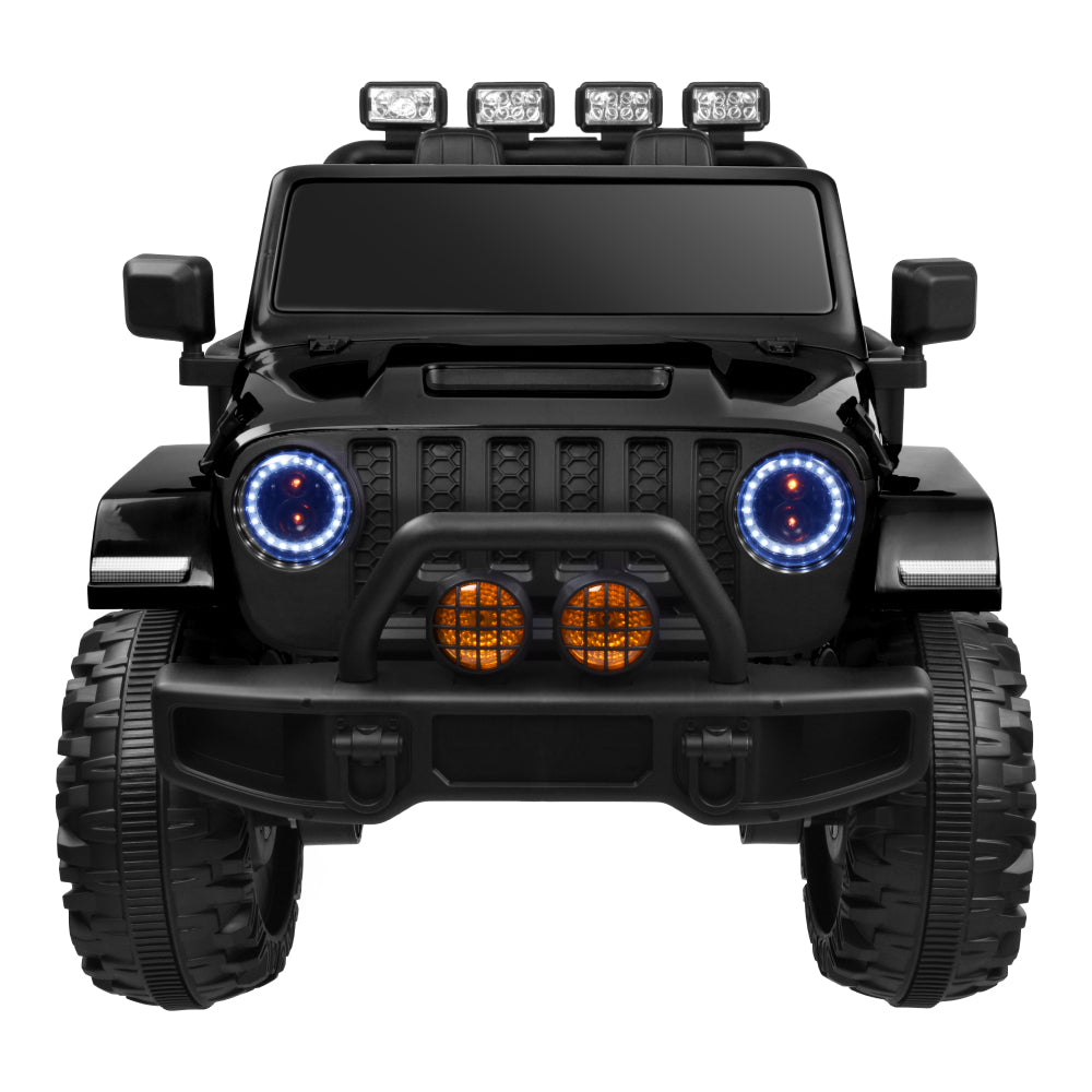 24V 4WD Kids Ride on car, 24V 2 Seater Kids Ride on Car Truck Battery Powered Motorized Easy-Drag 4WD, Soft Braking, w/parents control, Suspension, Black