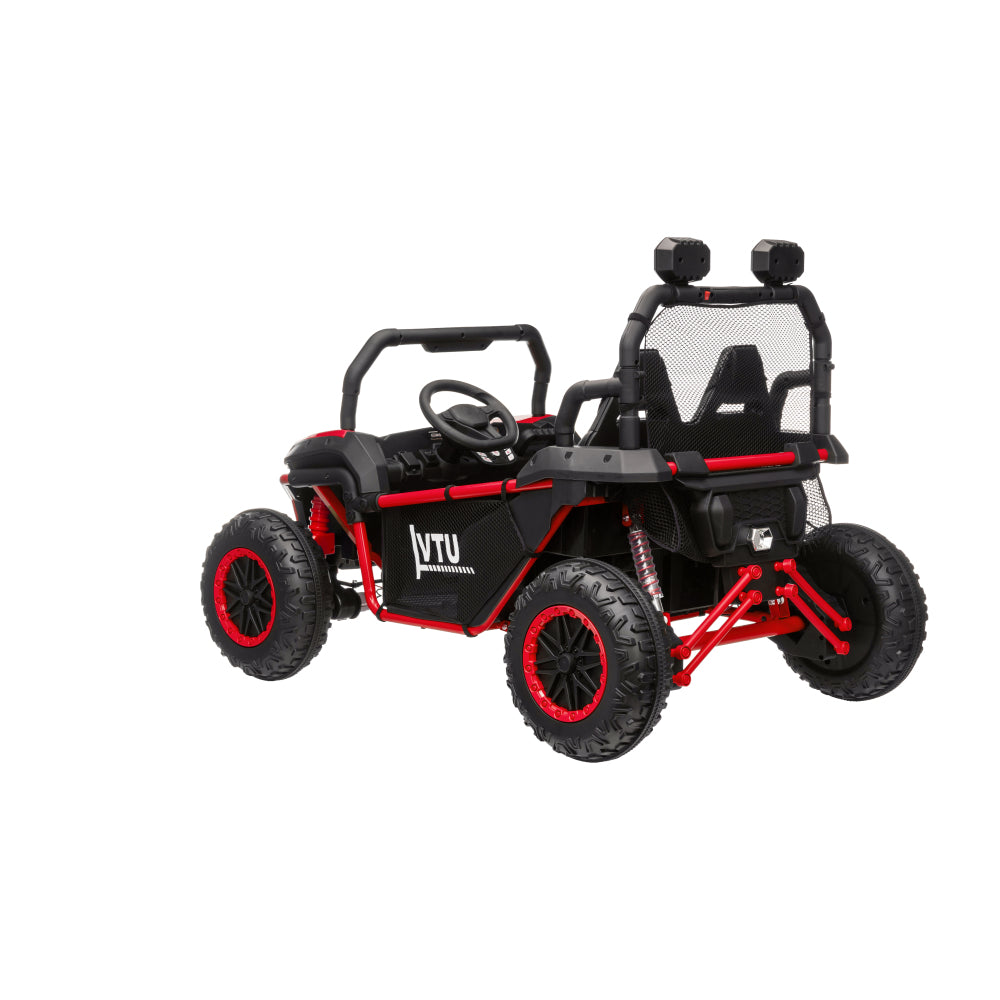 24 Volt Ride on Toys with Remote, Metal Frame Electric Powered off-Road UTV with 2 XL Seater, 4x200W 5MPH Max, 4WD/2WD Switchable, 3 Speeds, Bluetooth, Storage,red