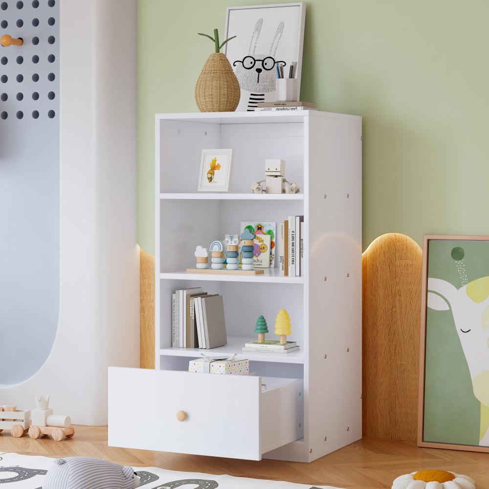 Tisch, Schreibtisch, Arbeitstisch, mit Richtungsrädern, Kiefer+MDF, Weiß+Natur
