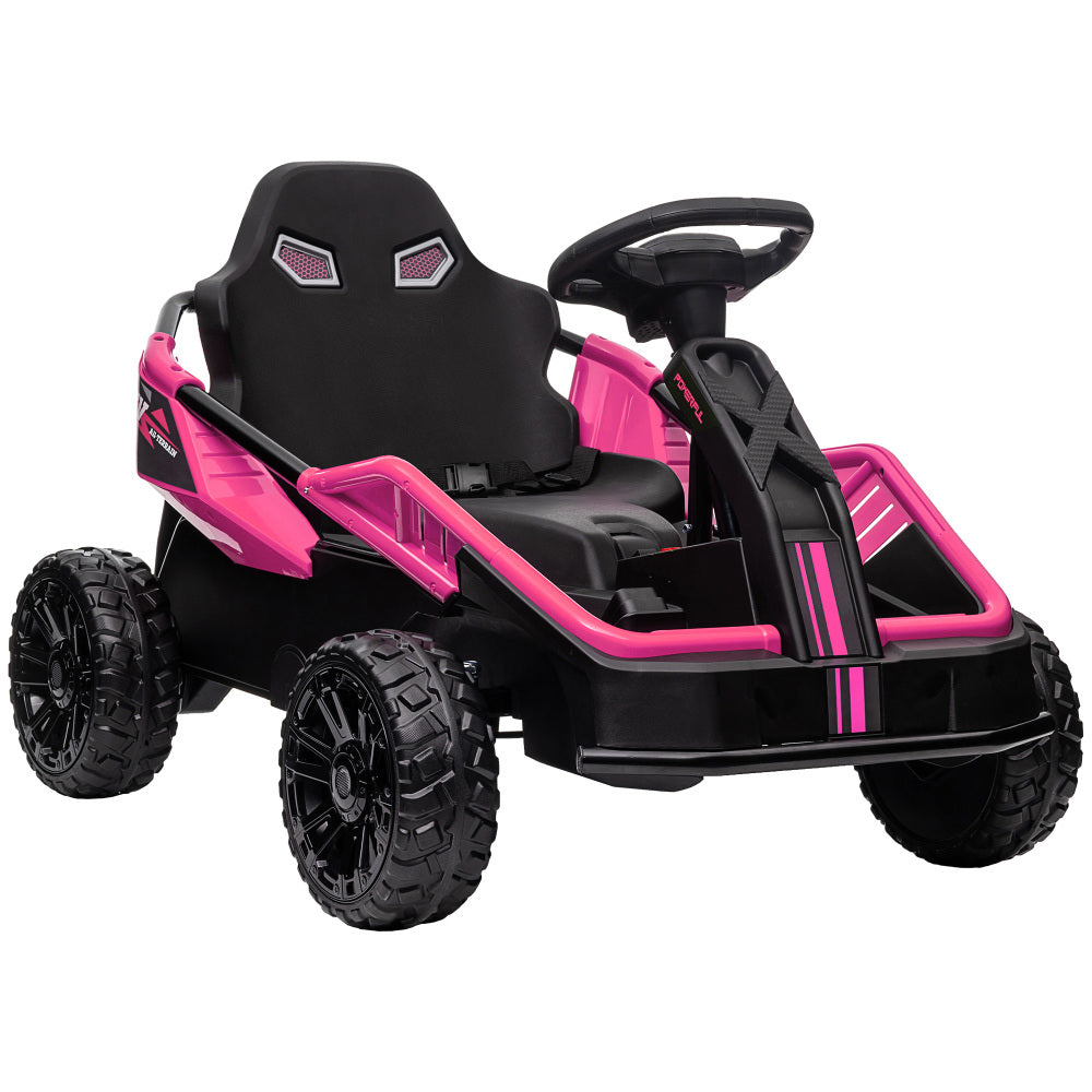 Qaba 24V Electric Car for Kids with Remote Control, Battery Powered Kids Ride on Car with Spring Suspension, Electric Vehicle with Horn, Music, LED Lights, Aged 3-8 Years Old, Pink