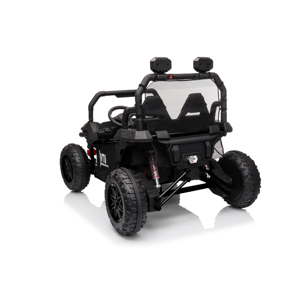 24 Volt Ride on Toys with Remote, Metal Frame Electric Powered off-Road UTV with 2 XL Seater, 4x200W 5MPH Max, 4WD/2WD Switchable, 3 Speeds, Bluetooth, Storage,black