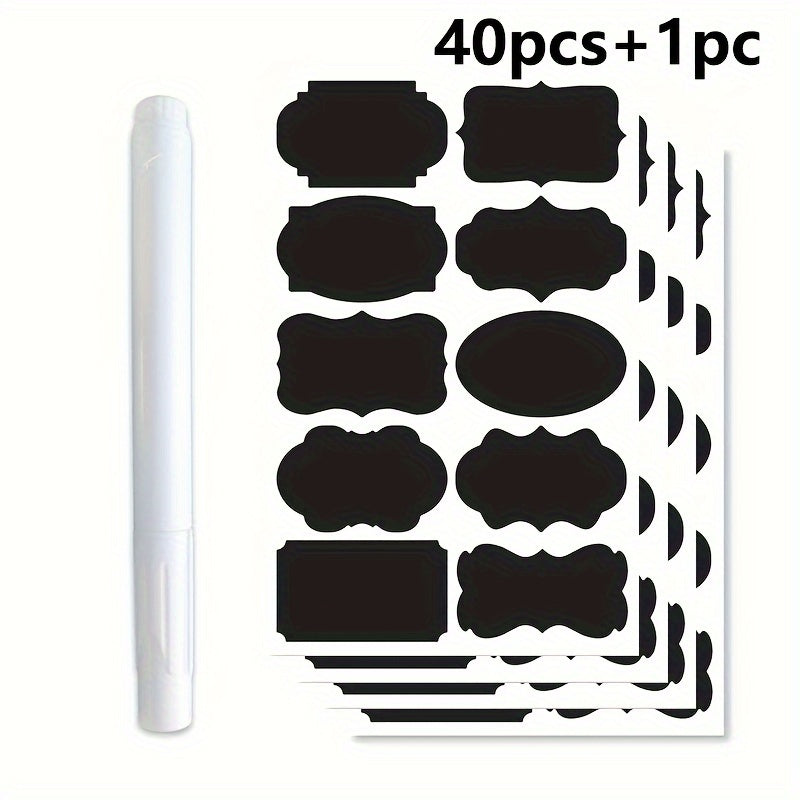 Universal Erasable PVC Black Waterproof Labels and a White Pen