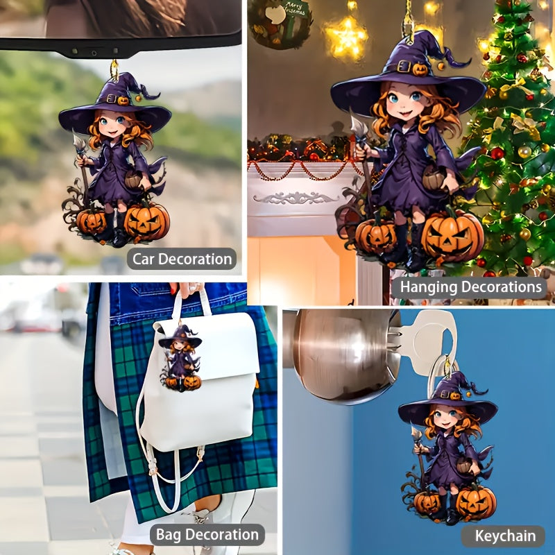 Halloween Magic Witch Acrylic Decorative Pendant