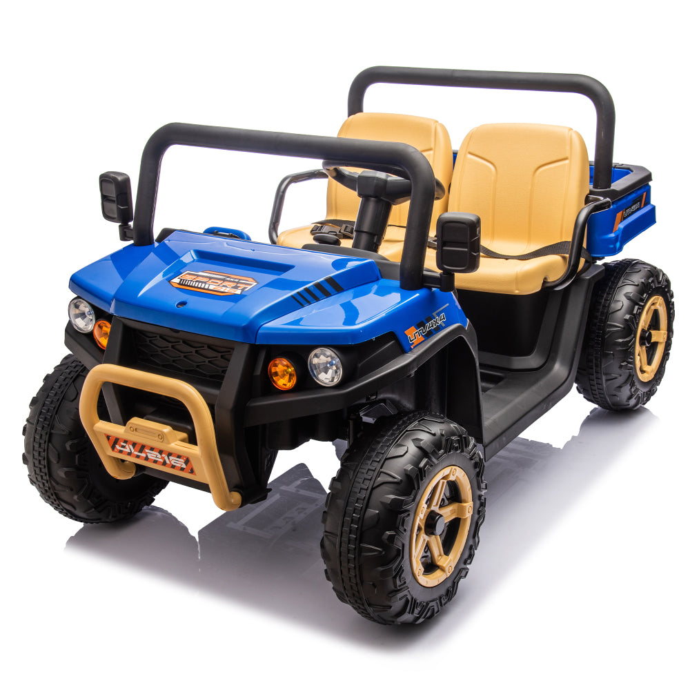 24V XXXL Kids Ride On UTV W/Parents Remote Control,Two-seater,Automatic tipping bucket,Rear wheel suspension,Slow start,Portable handle,Safety Belt,LED light,USB,MP3,Bluetooth,Horn for Kids Aged 3-8.