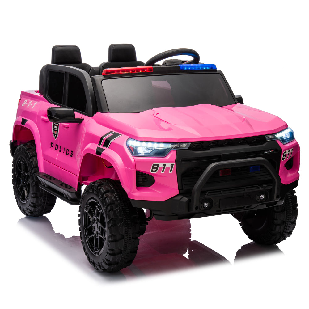 24V10A Two-seater Kids Ride On Electric Pickup, kids ride on toy W/parents remote control,4WD 800W motors,Two Safety belts,High Gate Safety Design,USB,Bluetooth, Speed 2.49-3.73MPH for kids aged 3+.