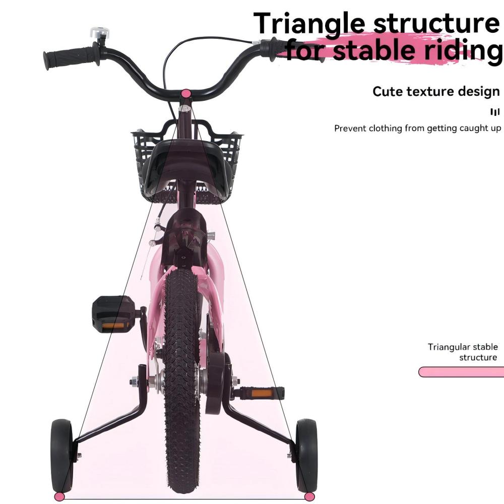 FKZNPJ 18 inch sporty kids bike with training wheels and stand Adjustable saddle Suitable for boys and girls aged 5-10 years tall Height 39-49 inches Available in a variety of colors