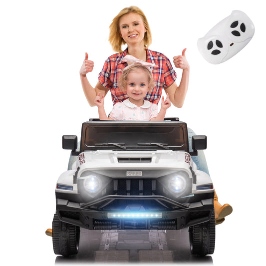 24V Ride On Car for Kids Battery Powered Ride On 4WD Toys with Remote Control,Parents Can Assist in Driving,Music and Lights,Five-Point Safety Belt,Rocking chair mode for back-and-forth swinging