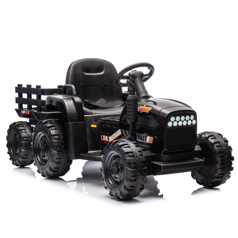 Ride on Tractor2.0 with Trailer,24V Battery Powered Electric Tractor Toy, 200w*2motor 1.86-4.97MPH/Remote Control,electric car for kids,Three speed adjustable,USB,MP3 ,Bluetooth,LED light, safety belt