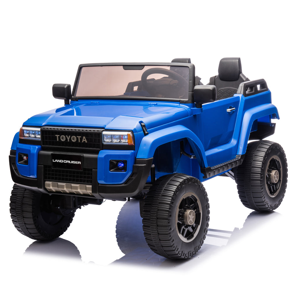 24V Two-seater Kids Ride On Car W/Parents Remote Control, Licensed Toyota LC250,2WD,110w Motors,With Shovel,Three-point Seat Belt,Slow Start,Speed adjustment,Bluetooth,Music for Kids Aged 3+.