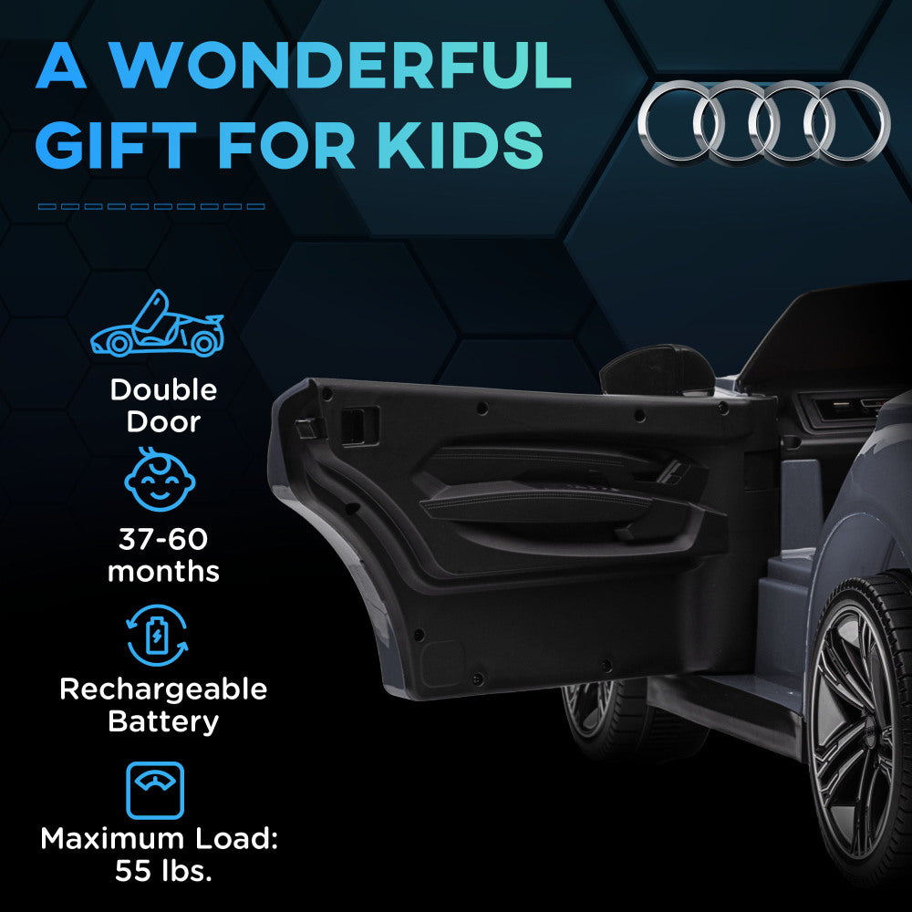 Aosom Kids Ride on Car, 12V Licensed Audi RS E-tron GT 3.1 MPH Electric Car for Kids, Ride-on Toy for Boys and Girls with Remote Control, 4 Wheels with Suspension, Horn, Music, Lights, Gray