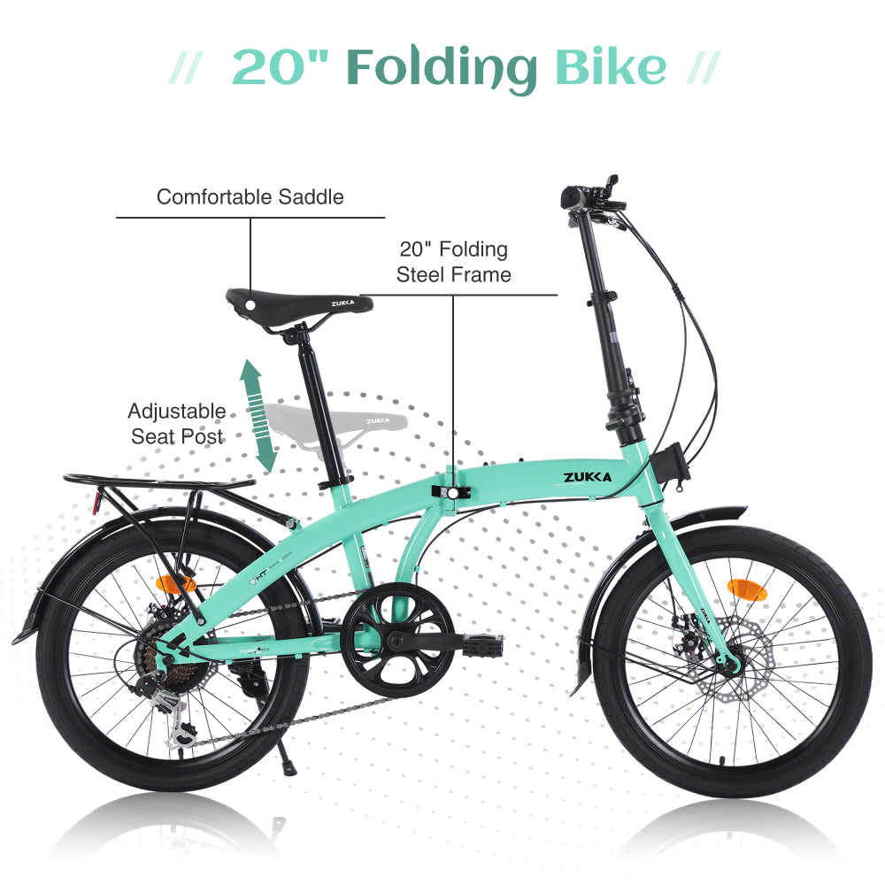 20" Folding Bike Steel Frame 7 Speed  City Bike