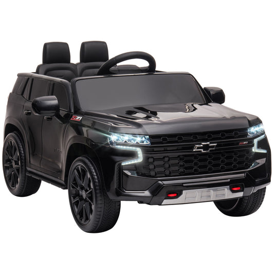 Aosom Chevrolet TAHOE Licensed Kids Ride on Car, 12V Battery Powered Kids Electric Car with Remote Control, Music, Lights, Horn, Suspension for 3-6 Years Old, Black