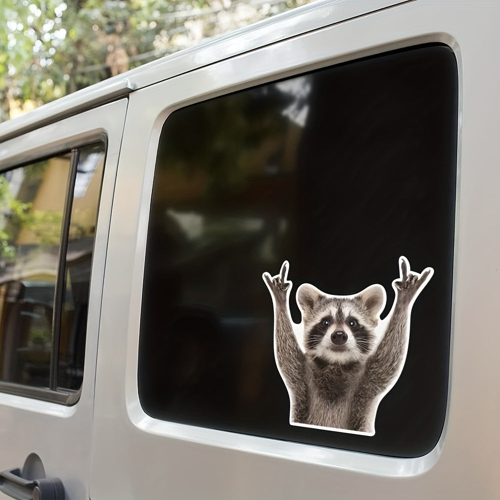 Rocking Raccoon Sticker, Funny Raccoon Cute Car Decal, 5.5-Inches Decal, Car, Laptop, Wall, Window, Bumper Sticker AWPS109