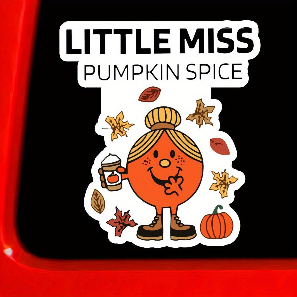 Vinyl Matte Finish Little Miss Pumpkin Spice Decal - Sun-Resistant, Self-Adhesive Fun Bumper Decal, Single Use, Ideal for Vehicles, Motorcycles, Skateboards - 1PC