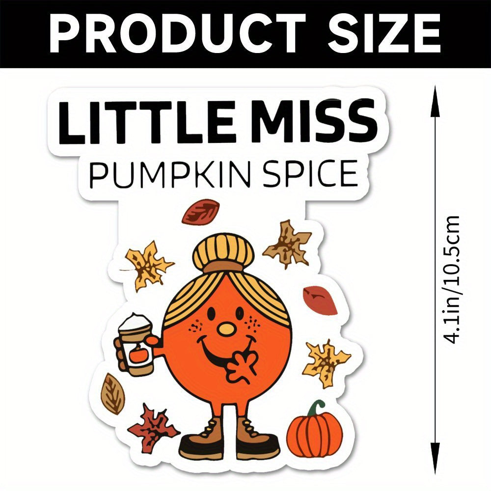 Vinyl Matte Finish Little Miss Pumpkin Spice Decal - Sun-Resistant, Self-Adhesive Fun Bumper Decal, Single Use, Ideal for Vehicles, Motorcycles, Skateboards - 1PC