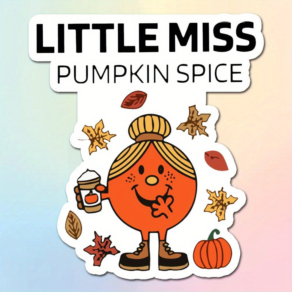 Vinyl Matte Finish Little Miss Pumpkin Spice Decal - Sun-Resistant, Self-Adhesive Fun Bumper Decal, Single Use, Ideal for Vehicles, Motorcycles, Skateboards - 1PC