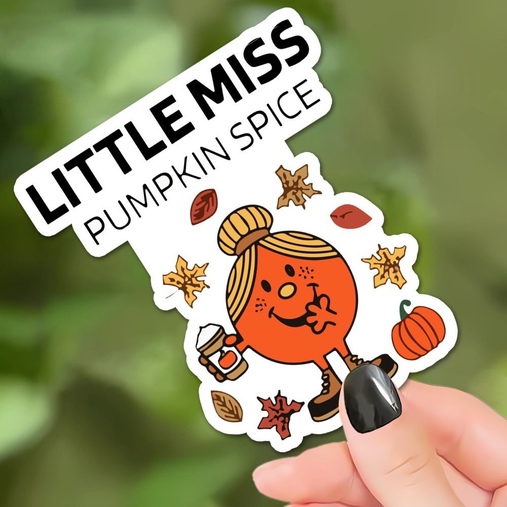 Vinyl Matte Finish Little Miss Pumpkin Spice Decal - Sun-Resistant, Self-Adhesive Fun Bumper Decal, Single Use, Ideal for Vehicles, Motorcycles, Skateboards - 1PC