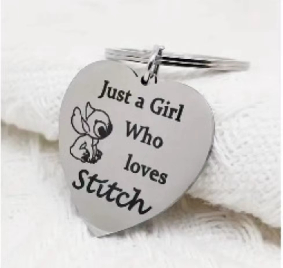 Stitch Keychain - Birthday Gift for Daughter Sister Niece Friends Ohana, Hypoallergenic Stainless Steel, Modern Style