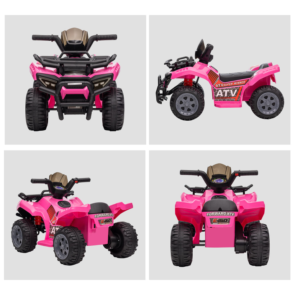 Aosom Kids ATV Four Wheeler  Ride on Car, Motorized Quad, 6V Battery Powered Electric Quad with Songs for 18-36 Months, Pink