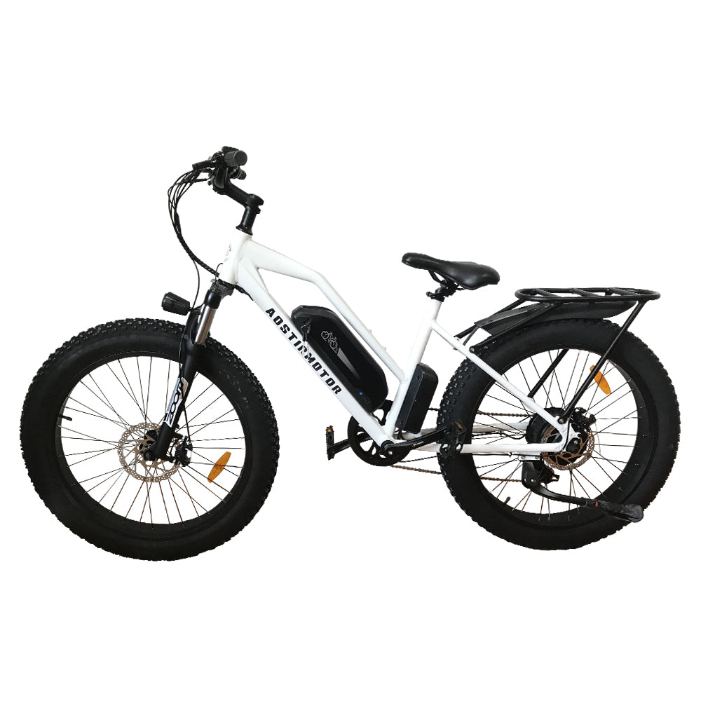 AOSTIRMOTOR S07-MAX 26" 1000W Electric Bike Fat Tire P7 48V 20AH Removable Lithium Battery for Adults with Detachable Rear Rack Fender(Gray)