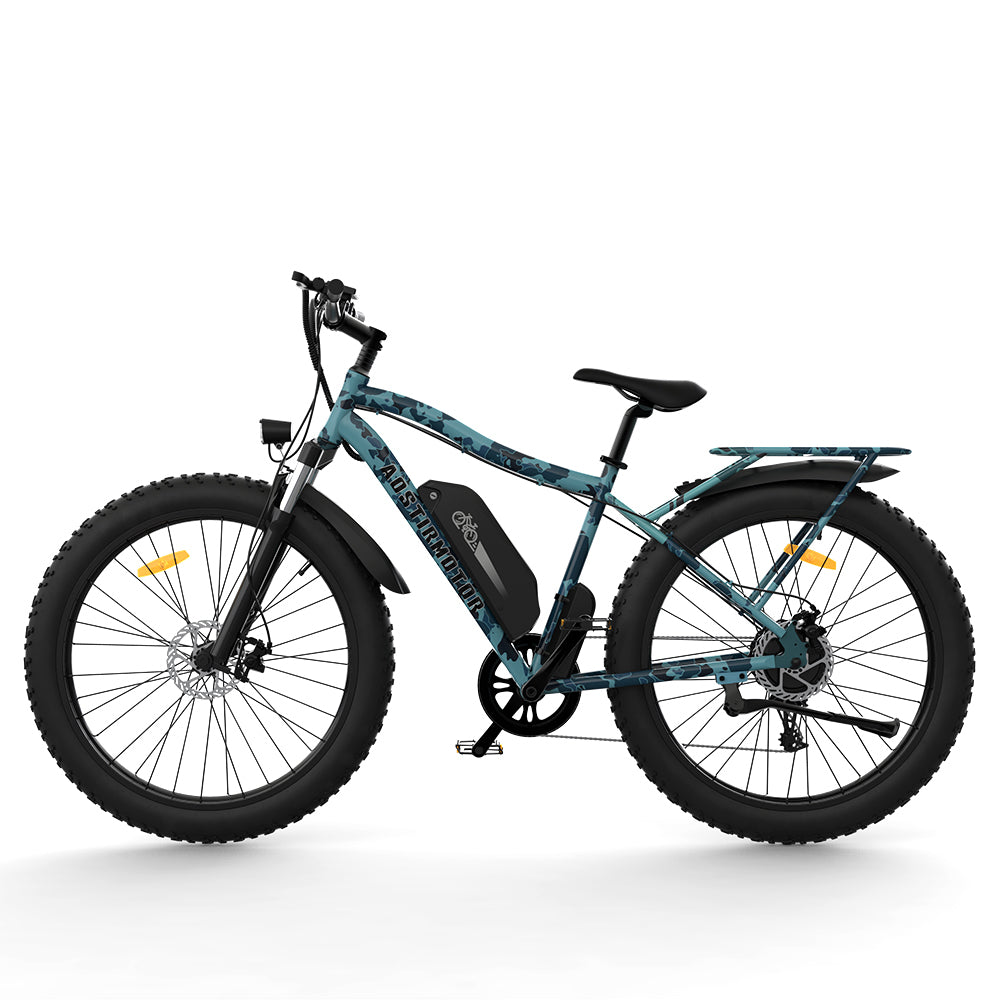 AOSTIRMOTOR S07-MAX 26" 1000W Electric Bike Fat Tire P7 48V 20AH Removable Lithium Battery for Adults with Detachable Rear Rack Fender(Gray)