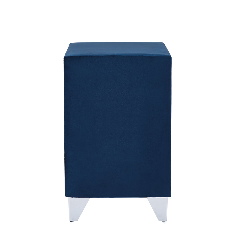 B108-TA Simple beautiful double-decker nightstand, metal legs with Electroplate，Bule Flannelette