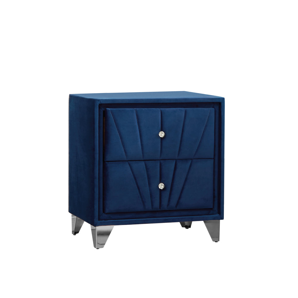 B108-TA Simple beautiful double-decker nightstand, metal legs with Electroplate，Bule Flannelette