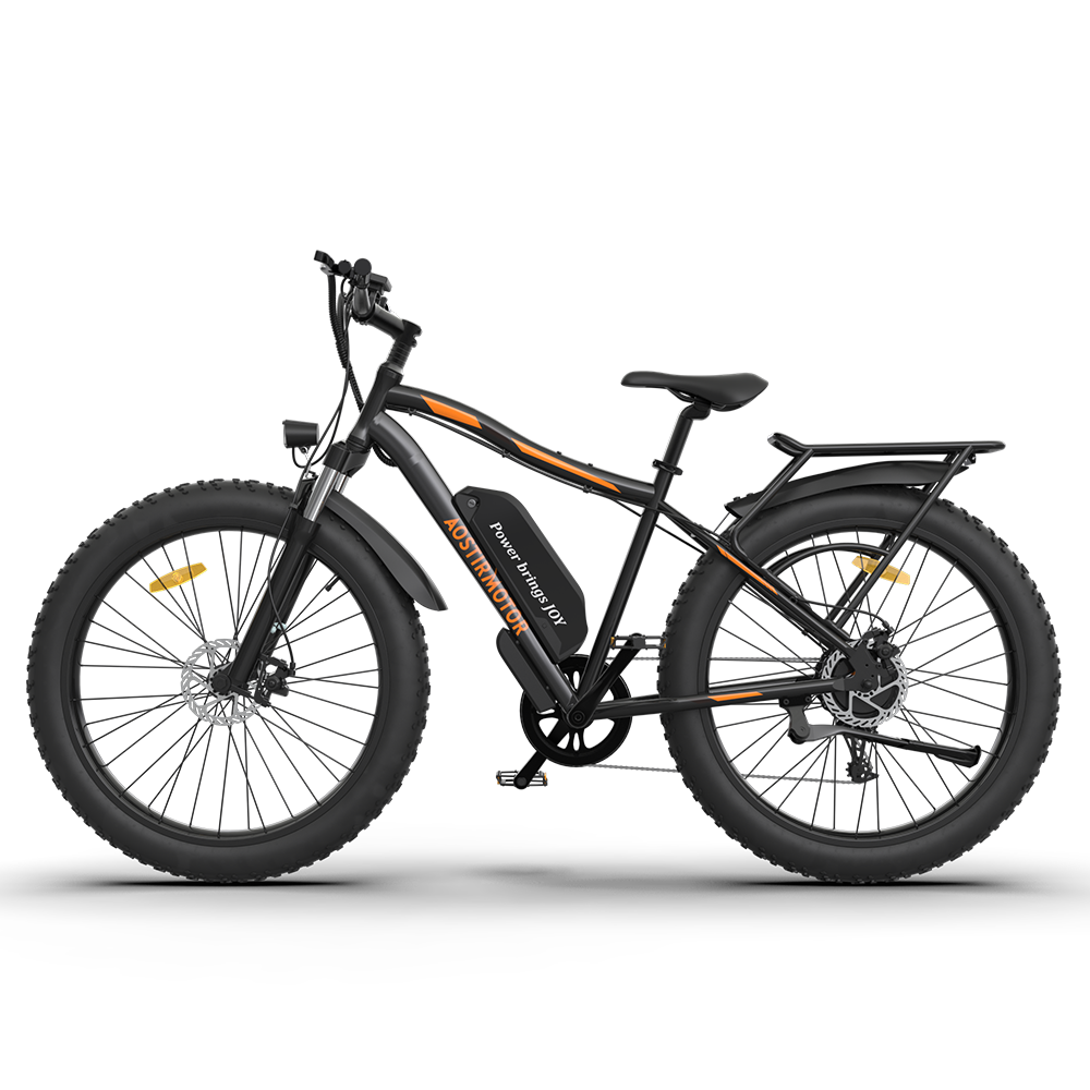 AOSTIRMOTOR S07-MAX 26" 1000W Electric Bike Fat Tire P7 48V 20AH Removable Lithium Battery for Adults with Detachable Rear Rack Fender(Gray)