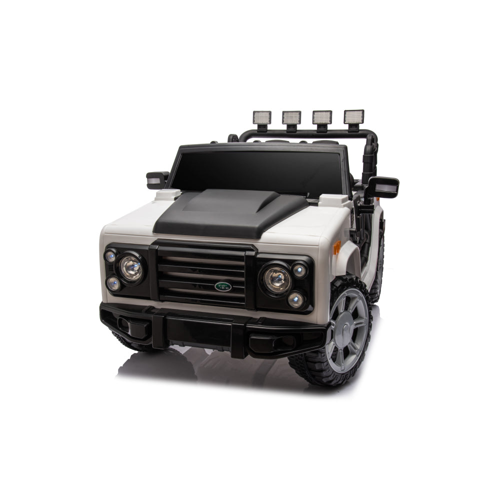 12v7a 30w*2 Four-wheel drive leather seat one button start,forward and backward, high and low speed,  music, front light, power display,  two doors can open, 2.4G R/C, seat belt four wheel absorber