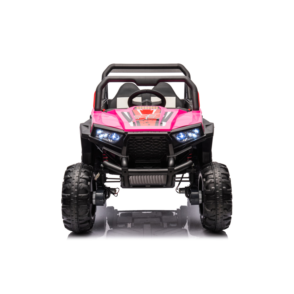 12v7a*2 30w*4 Four-wheel drive leather seat one button start,forward and backward, high and low speed,  music, front light, power display,  two doors can open, 2.4G R/C, seat belt four wheel absorber