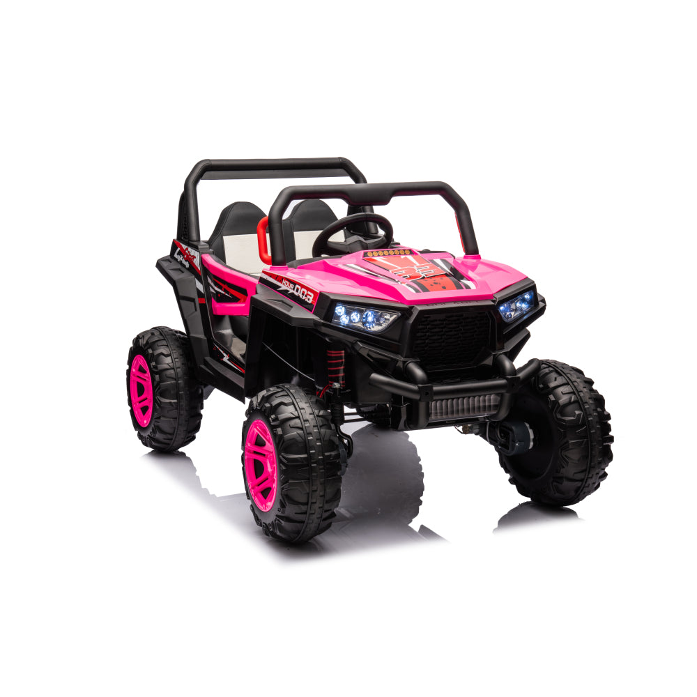 12v7a*2 30w*4 Four-wheel drive leather seat one button start,forward and backward, high and low speed,  music, front light, power display,  two doors can open, 2.4G R/C, seat belt four wheel absorber