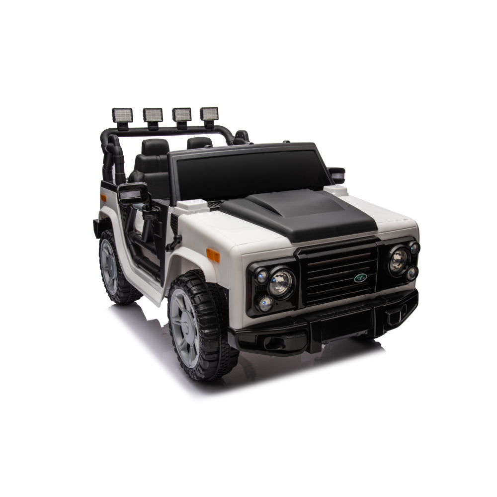 12v7a 30w*2 Four-wheel drive leather seat one button start,forward and backward, high and low speed,  music, front light, power display,  two doors can open, 2.4G R/C, seat belt four wheel absorber