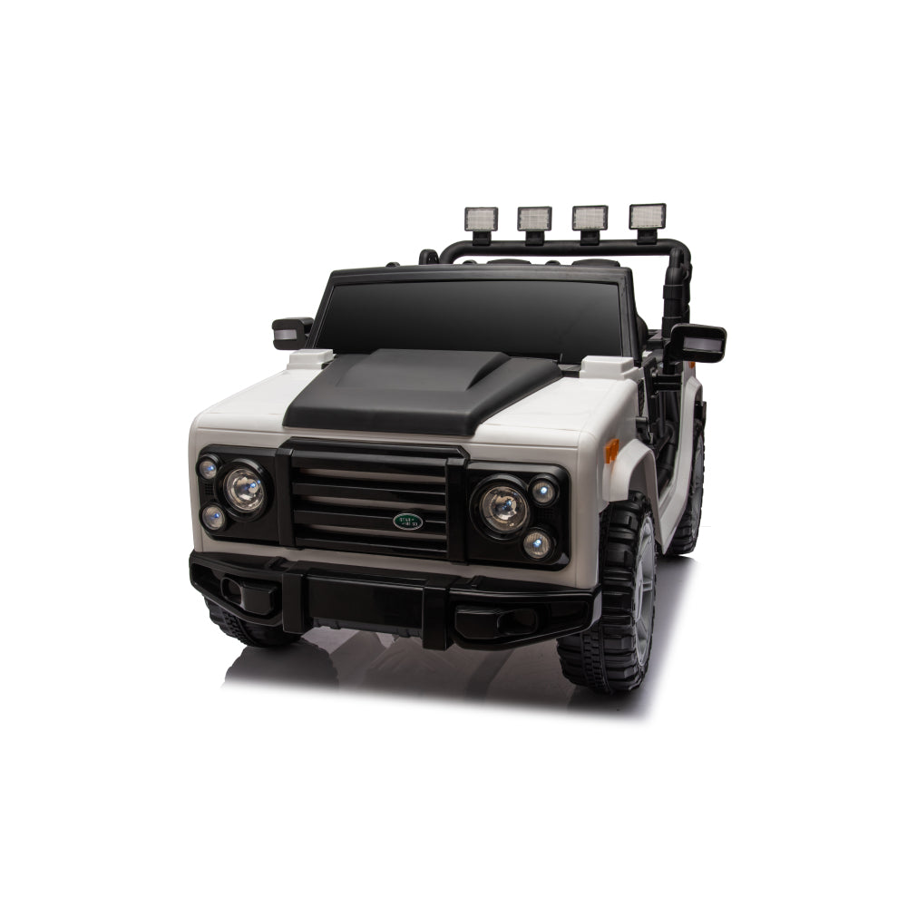 12v7a 30w*2 Four-wheel drive leather seat one button start,forward and backward, high and low speed,  music, front light, power display,  two doors can open, 2.4G R/C, seat belt four wheel absorber